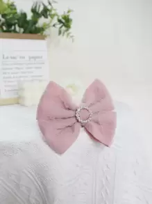 1pc Rhinestone & Bow Decor Curtain Holdback, Modern Bow Design Polyester Curtain Buckle For Household - Pink - View 2
