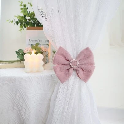 1 chiếc khóa giữ rèm trang trí bằng đá Rhinestone & nơ, khóa rèm bằng polyester thiết kế nơ hiện đại cho gia đình