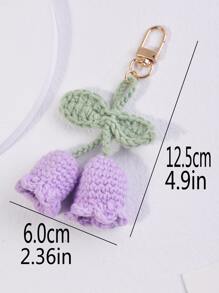 1入組彩色編織花形鈴鐺包掛飾，車載配件女性鑰匙鏈吊飾可愛手工編織 - 彩色 - 查看 4