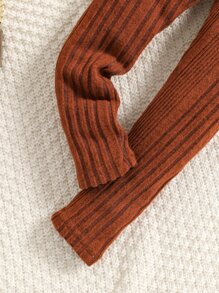 Toddler Girls Peplum Ribbed Knit Tee & Trousers - Rust Brown - View 4