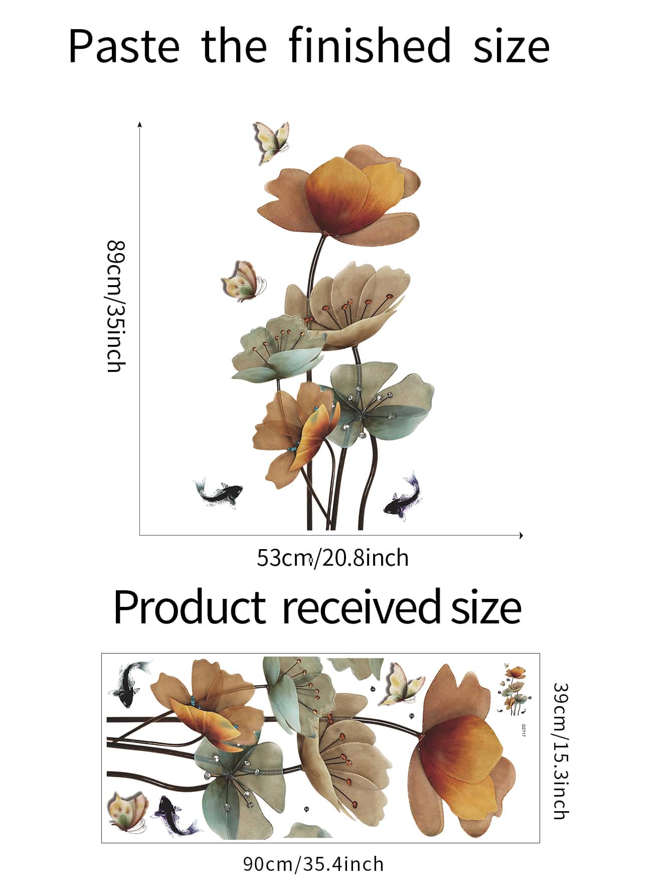 1 件蝴蝶和莲花图案墙贴，PVC 防水墙贴艺术贴花，用于家居装饰，贴纸，墙贴花，乙烯基贴花，用于家居装饰，春季装饰品让您的家焕然一新，Rama 装饰贴纸 - 彩色 - 查看 4