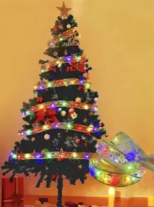 10/20/30/40/50 Lights 1/2/3/4/5m Colorful Glowing Star String Lights, Gold Ribbon Decorative Lights, Gift Box Packaging Decorative Light Strip, Christmas Tree Decoration Props - Multicolor - View 2