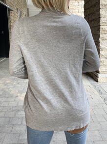 AAmilife 纯色休闲设计开衫 - 淺灰色 - 查看 3