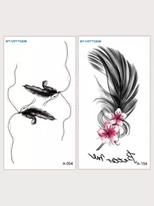 Hình xăm tạm thời 2sheets Feather Pattern Sticker - Nhiều màu - Xem 2