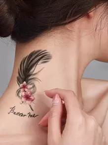 Hình xăm tạm thời 2sheets Feather Pattern Sticker - Nhiều màu - Xem 5