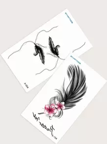 Hình xăm tạm thời 2sheets Feather Pattern Sticker - Nhiều màu - Xem 7