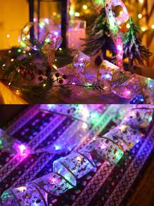 10/20/30/40/50 Lights 1/2/3/4/5m Colorful Glowing Star String Lights, Gold Ribbon Decorative Lights, Gift Box Packaging Decorative Light Strip, Christmas Tree Decoration Props - Multicolor - View 4