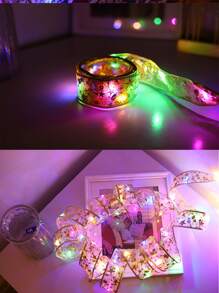 10/20/30/40/50 Lights 1/2/3/4/5m Colorful Glowing Star String Lights, Gold Ribbon Decorative Lights, Gift Box Packaging Decorative Light Strip, Christmas Tree Decoration Props - Multicolor - View 5