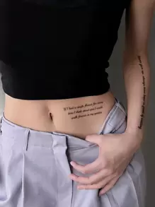 STARTTOOS 1 hoja de calcomanía temporal de tatuaje con gráfico de letras - Negro - Ver 2