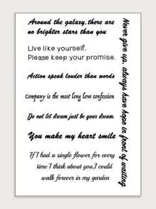 STARTTOOS 1 hoja de calcomanía temporal de tatuaje con gráfico de letras - Negro - Ver 3