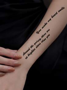 STARTTOOS 1 hoja de calcomanía temporal de tatuaje con gráfico de letras - Negro - Ver 4