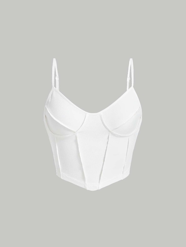 SHEIN MOD Top con bretelle sottile monocolore orlo asimmetrico