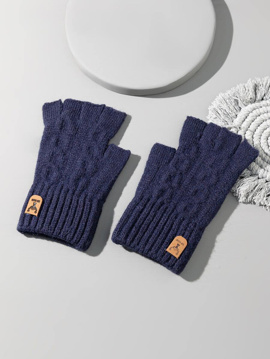 Găng tay có ngón tay vá cho nam giới - Màu xanh lam - Xem 1