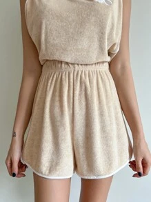 DAZY Floral Embroidery Contrast Binding Lounge Set - Khaki - View 5