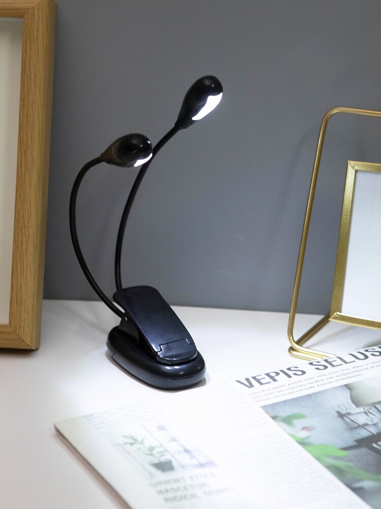 1pc Portable 4 LED Battery And USB Power Supply Book Reading Light With Clip,Brightness Adjustable,Adjustable Arms,Eye Protection Reading Light,Mini Desktop Lamp,Suitable For Tourism Take Along, Outdoor Travel Lighting,Portable Book Light,Reading Light In Bed,Light For Reading,Christmas Gift For Friends - White - View 4