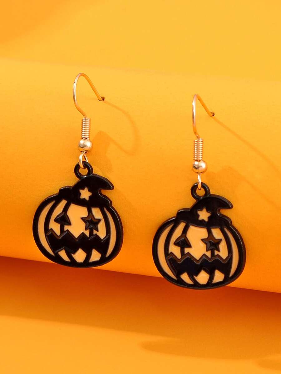 Halloween Pumpkin Drop Earrings - Multicolor - View 1