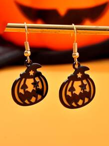 Halloween Pumpkin Drop Earrings - Multicolor - View 2