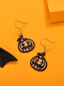 Halloween Pumpkin Drop Earrings - Multicolor - View 3