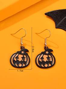 Halloween Pumpkin Drop Earrings - Multicolor - View 4