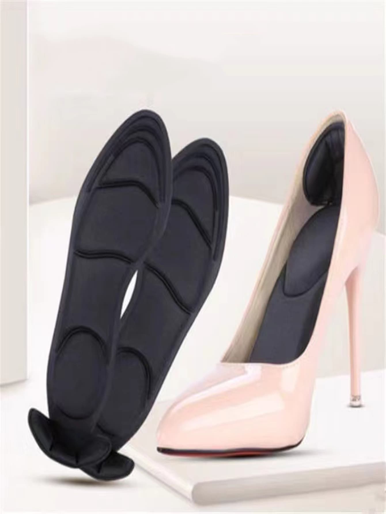 1pair Solid Shoes Insoles For Women High Heels Women Pumps And Men Sneakers Shoes Summer, Back To School Supplies, Boots Accessories For Shoes For Women, For Outdoor, Sport, Travel, Household, Office, School - Black - View 3