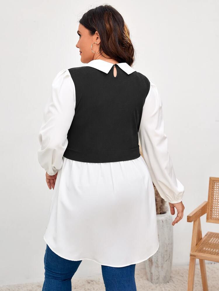 SHEIN Clasi Top 2 en 1 de dos tonos - Blanco y Negro - Añade 2