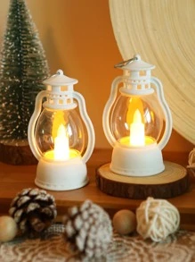 1pc Mini Vintage Lantern Decor Light, Battery Operated, Indoor Tabletop Decoration Night Light, Mini Fairy Lamp, Suitable For Holiday & Event Decor - Yellow - View 5
