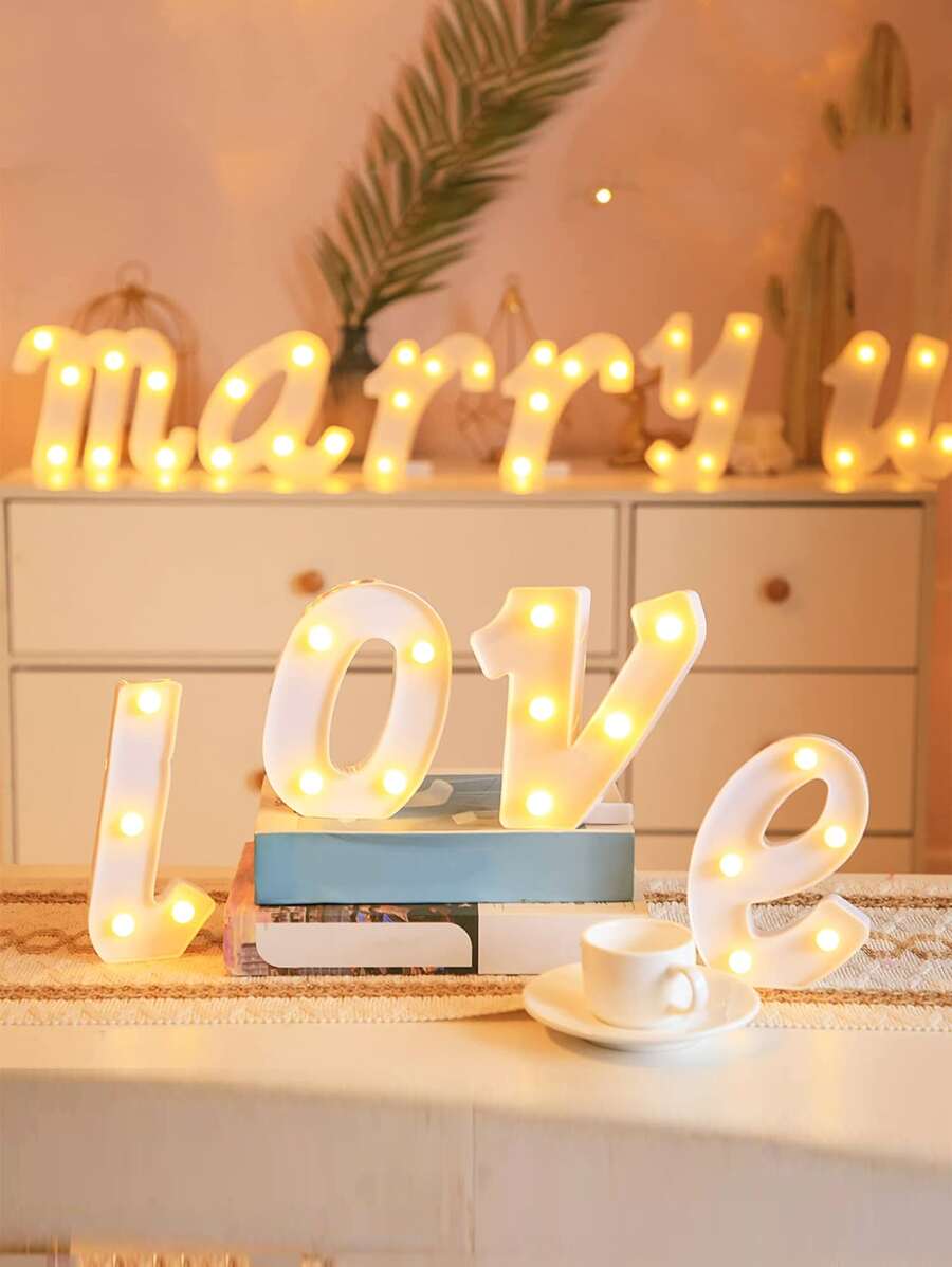 1 pieza Luz decorativa con letra en forma de - Amarillo - Ver 1