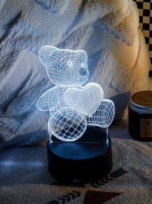 1pc 3D Heart Teddy Bear Acrylic Visual Night Light & LED Home Ambient Decor Night Lamp, Suitable For Bedroom, Study, Living Room And More - Multicolor - View 11