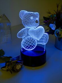 1pc 3D Heart Teddy Bear Acrylic Visual Night Light & LED Home Ambient Decor Night Lamp, Suitable For Bedroom, Study, Living Room And More - Multicolor - View 6