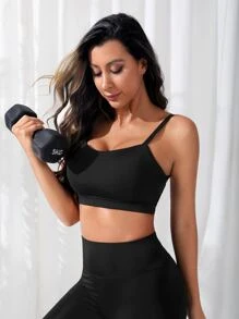 Criss Cross Back Sports Bra - Black - View 2