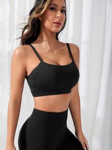 Criss Cross Back Sports Bra - Black - View 6