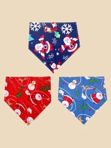 件印花聖誕寵物頭巾，適合貓咪和狗，顏色各異 - 彩色 - 查看 1