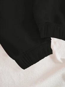 SHEIN EZwear Solid Slant Pocket Joggers - Black - View 4