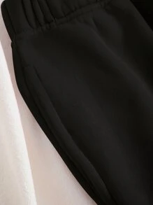 SHEIN EZwear Solid Slant Pocket Joggers - Black - View 6