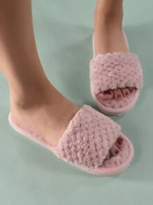 Wheat Spike Soft Plush Slippers - Dusty Pink - View 2