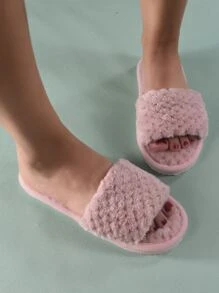 Wheat Spike Soft Plush Slippers - Dusty Pink - View 5