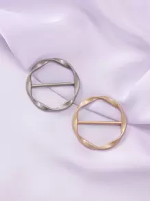 2 件时尚简约百搭女士围巾扣夹 - 銀色 - 查看 10