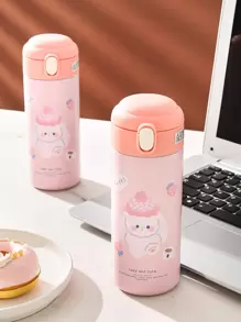 1pc Cartoon & Slogan Graphic Insulated Bottle - Multicolor - View 4