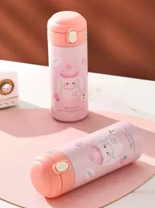 1pc Cartoon & Slogan Graphic Insulated Bottle - Multicolor - View 5