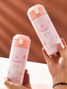 1pc Cartoon & Slogan Graphic Insulated Bottle - Multicolor - View 6