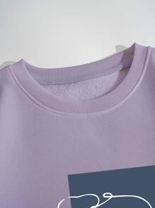 INAWLY Quần áo thể thao nữ Con số Slogan Giải trí - Màu tím hoa cà - Xem 5