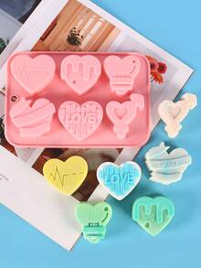 1個 6 分格愛心矽膠蠟燭模具,適用於肥皂、樹脂、蠟燭、馬芬、蛋糕、巧克力模具,情人節和母親節禮物 - 粉色 - 查看 3