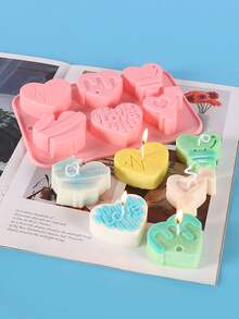 1個 6 分格愛心矽膠蠟燭模具,適用於肥皂、樹脂、蠟燭、馬芬、蛋糕、巧克力模具,情人節和母親節禮物 - 粉色 - 查看 5