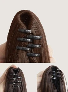 Medium Straight Ponytail Synthetic Hair Extension - Light Brown - View 3