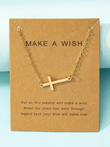 Cross Charm Necklace - Yellow Gold - View 1
