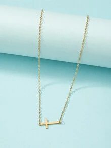 Cross Charm Necklace - Yellow Gold - View 2