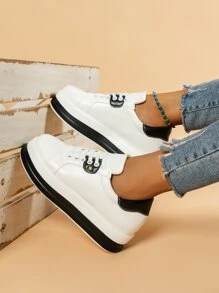 雙色前綁帶板鞋 - 白色 - 查看 2