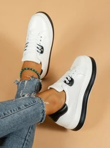 雙色前綁帶板鞋 - 白色 - 查看 3