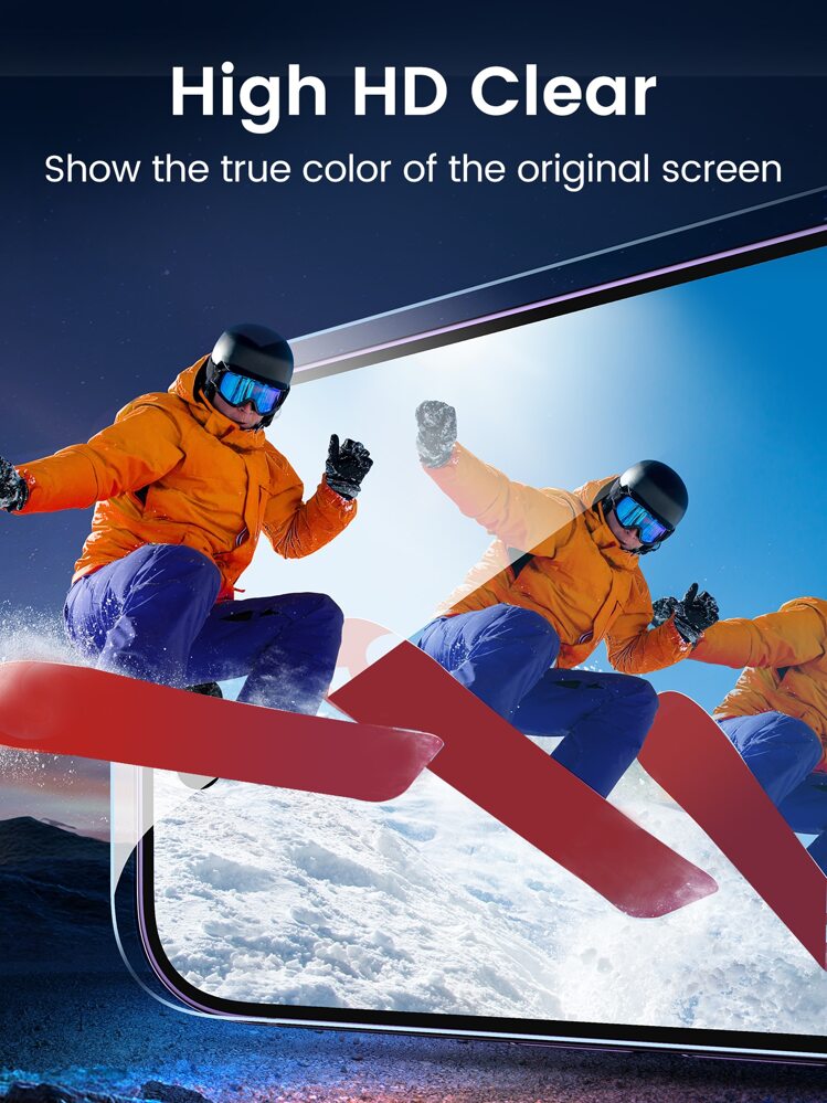 UGREEN 2 件高清屏幕保护膜全覆盖钢化玻璃适用于 14 13 生日、家人、朋友的礼物手机屏幕保护膜、手机配件防水防震防摔防刮防指纹 - 無色 - 查看 3