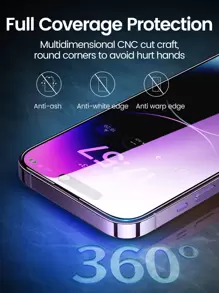 UGREEN 2PCS HD Screen Protector Full Cover Film Tempered Glass Compatible With IPhone 14 13 Gift For Birthday, Family, Friends Phone Screen Protector, Phone Accessories Waterproof Shockproof Anti-Fall Anti-Fall Scratch Resistant Anti-Fingerprint